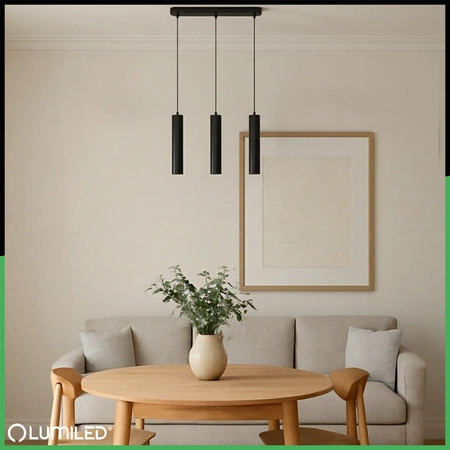 Stropní závěsné svítidlo 29cm Reflektor 3x GU10 LED SOPLO Black LUMILED