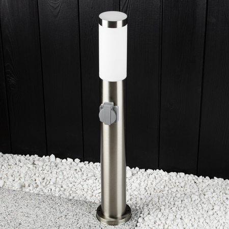 Venkovní zahradní lampa E27 SILVER SLOUP 65cm se zásuvkou 230V