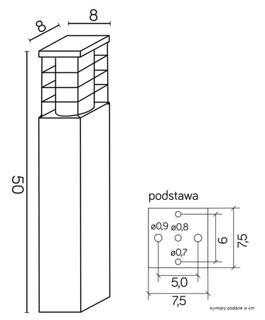 Venkovní stojací zahradní lampa POST RADO II 2 AL E27 50cm Su-Ma