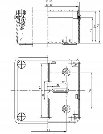 Hermetická instalační krabice pro povrchovou montáž S-BOX 116C 100x100x50 IP65 PAWBOL