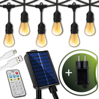 Solární zahradní girlanda 22x LED Dekorativní žárovky 15m + Dálkové ovládání IP65 2700K Teplá SOLLIS LUMILED