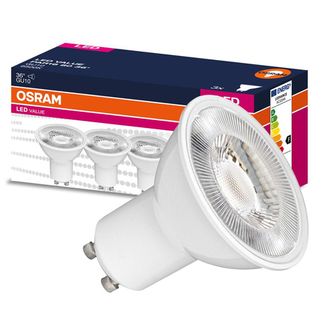 3x LED PAR16 reflektor GU10 6,9W = 80W 575lm 4000K neutrální bílá 36° VALUE Osram