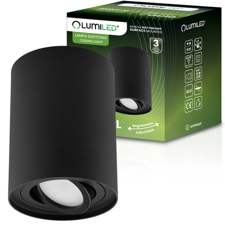 Povrchová montáž HALOGEN Spot Tuba Movable AMAT-XL GU10 Round 125mm BLACK LUMILED