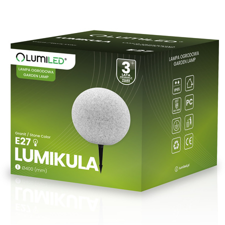 Venkovní lampa E27, KAMENNÁ KOULE LED IP65 40cm LUMILKULA LUMILED
