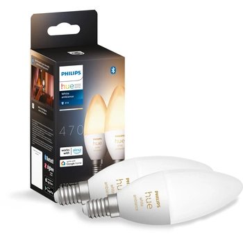 2PAK LED žárovka svíčka E14 B39 4W CCT PHILIPS HUE White & Ambiance Bluetooth Zigbee