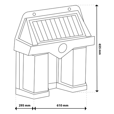 Solární nástěnné svítidlo LED Solární fasádní reflektor Senzor soumraku Černý