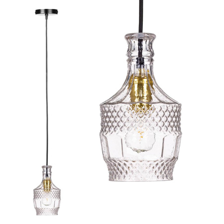 Transparentní stropní závěsná lampa GLASS Karafa Přesah pro LED E27 Crystal