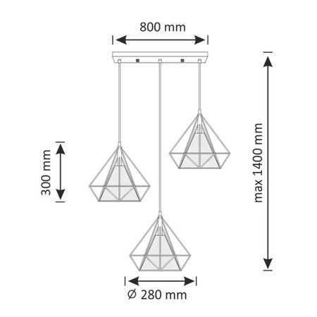 Závěsné svítidlo HIRA 3xE27 Geometrické Trojrozměrné svítidlo P314574 GOLDLUX (Polux) Kov