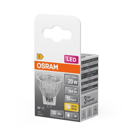 GU4 MR11 LED žárovka 2.5W = 20W 184lm 2700K Teplá bílá 36° 12V OSRAM STAR