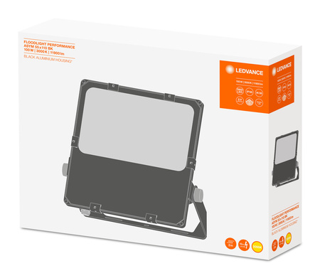 LED reflektor Venkovní reflektor 100W 11900lm 3000K IP66 Černý reflektor Ledvance