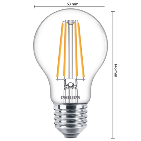 LED žárovka E27 A60 8.5W = 75W 1055lm 4000K Neutrální bila vlákno PHILIPS