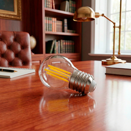 LED žárovka E27 kapka P45 2,2W 470lm = 40W 4000K neutrální bílá 360° vlákno energetická třída A LUMILED