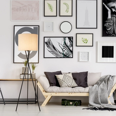 Dekorativní stojací lampa E27 béžová Tekla Sanico Goldlux