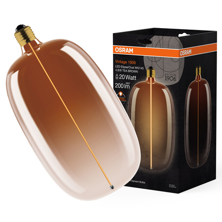 Dekorativní LED žárovka E27 4,8W = 20W 200lm 1800K Warm 320° Amber Filament Dimmable Vintage 1906 Osram