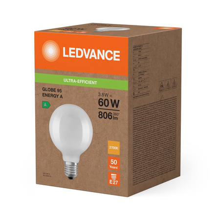 LED žárovka Ball E27 G95 3,8W = 60W 806lm 2700K Warm 300° Ledvance