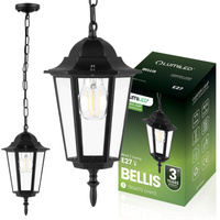 Závěsná zahradní lampa E27, LED lucerna Černá BELLIS LUMILED