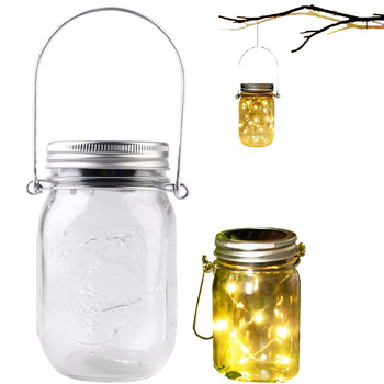 LED lucerna Solar Garden Jar Hanging Glass