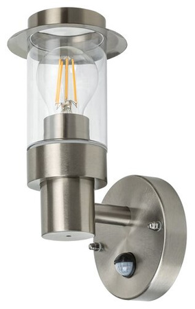 Zahradní lampa LED nástěnná lampa VARŠAVA E27 IP44 s pohybovým senzorem Chrome RABALUX