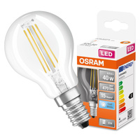 E14 P45 CL LED žárovka 4W = 40W 470lm 4000K Neutrální bila 300° vlákno OSRAM STAR