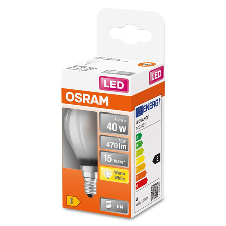 E14 P45 LED žárovka 4W = 40W 470lm 2700K Teplá bílá 300° vlákno OSRAM STAR