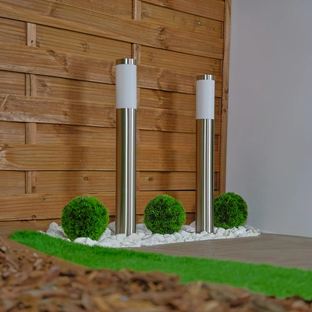 Venkovní zahradní lampa E27 SILVER POST 65cm s pohybovým a soumrakovým senzorem