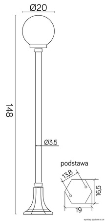 Venkovní stojací zahradní lampa KULOVÁ CLASSIC K 5002/1/KP 200 E27 148cm Su-Ma