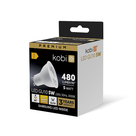 LED žárovka s reflektorem GU10 5W 450lm 3000K Warm 80° Premium Kobi