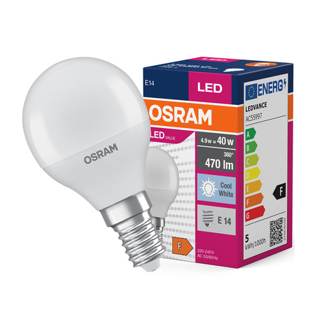 E14 P45 LED žárovka 5W = 40W 470lm 4000K Neutrální bila 180° OSRAM Hodnota