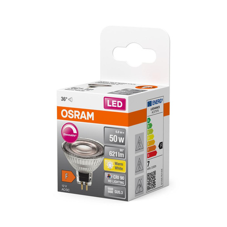 LED žárovka GU5.3 MR16 8W = 50W 621lm 2700K Teplá bílá 36° CRI90 12V OSRAM SUPERSTAR Stmívatelné