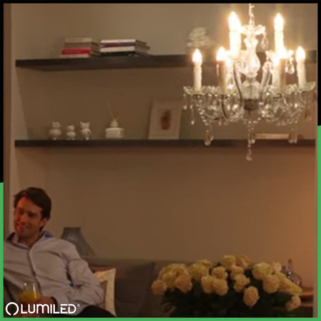 6x Žárovka LED Plamínek BA35, E14 7W = 60W 806lm 3000K Teplá bílá 360° Filament Mléčná LUMILED