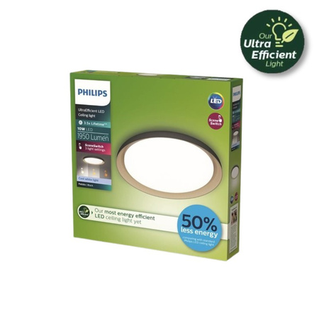 Stropní svítidlo LED Plafond 10W 1950lm 4000K SceneSwitch Black Pebblo Ultra Efficient Philips