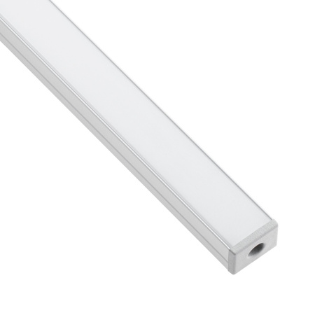 Povrchový Eloxovaný Hliníkový Profil pro LED KM33, Stříbrný 2m + Mléčná Krytka + Záslepky LUMILED