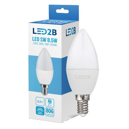 LED žárovka E14 Ball 9W 806lm 6500K Cold 180° LED2B Kobi