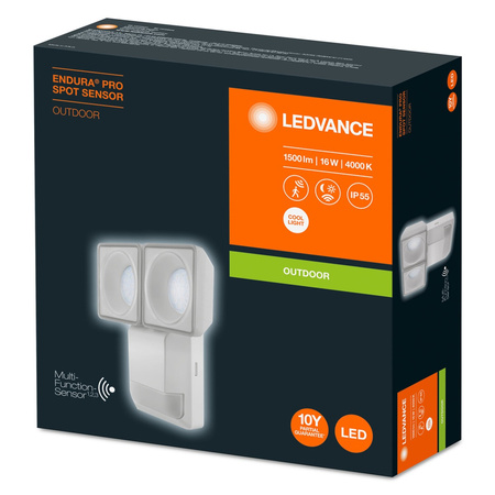 LED reflektor 16W 1500lm 4000K IP55 bílý se senzorem pohybu a soumraku LEDVANCE Pro Spot Endura