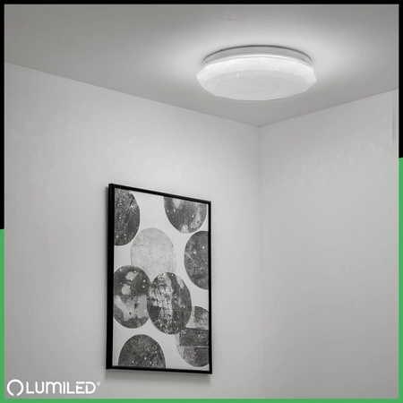 Plafond LED povrchová montáž 12W IP44 Round GLORY 2 DIAMENT 26cm LUMILED