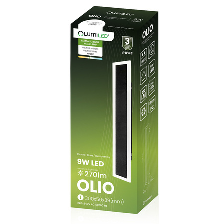 Nástěnné svítidlo LED OLIO 9W 4000K 30cm IP65 LUMILED pro povrchovou montáž