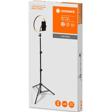 Mobilní LED kruhová stojací lampa pro selfie 6W 250lm CCT 26cm Bluetooth LEDVANCE + dálkové ovládání