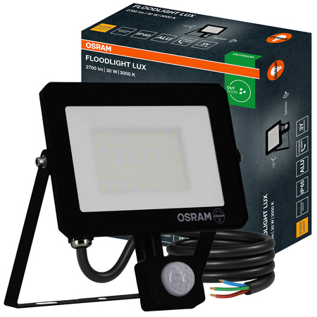 LED reflektor Halogenový venkovní reflektor 30W 3000K 2700lm IP65 se senzorem pohybu a soumraku SENSOR FLOODLIGHT LUX OSRAM