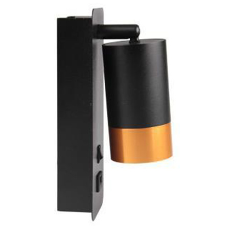 Nástěnné svítidlo Reflektor Nástěnné bodové svítidlo pro čtení GU10 Black Gold Clement Masterled