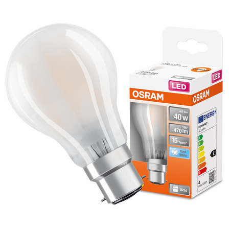 LED žárovka A60 B22d 4W = 40W 470lm 4000lm neutrální bílá 300° Retrofit žárovka CLASSIC Osram