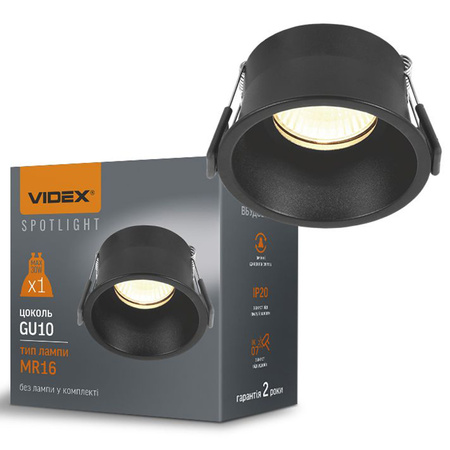 Vestavné bodové svítidlo HALOGEN 1x GU10 Black Videx