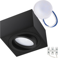 Povrchové Halogenové svítidlo, TUBA 50mm Nastavitelná Čtvercová Černá AMAT-S + LED 5W 3000K LUMILED