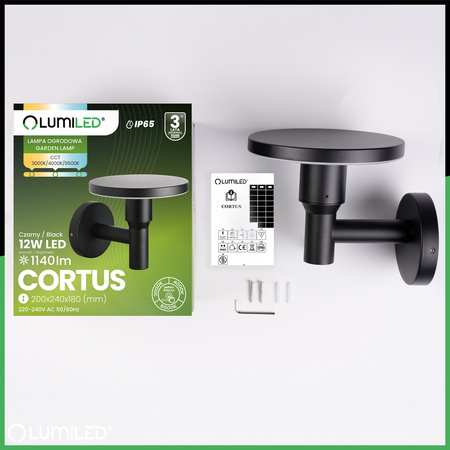 Venkovní zahradní lampa CCT LED nástěnná lampa 12W 3000-6500K IP65 CORTUS LUMILED