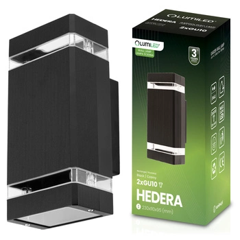 Zahradní nástěnná lampa nahoru a dolů, GU10 Černá HEDERA LUMILED