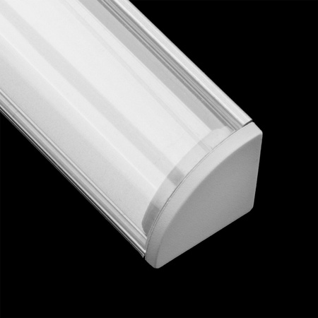 Rohový Hliníkový Profil pro LED KM55, Stříbrný 1m + Průhledná Krytka + Záslepky LUMILED