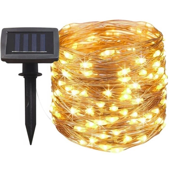 Solar Garland Garden DEKORATIVNÍ Světelný řetěz 100 LED. Teplá bílá barva