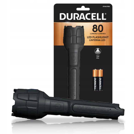 Gumová LED svítilna. Ruční baterie 2xAAA 80lm DURACELL