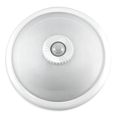 LED stropní svítidlo pro povrchovou montáž 2x E27 s PIR pohybovým senzorem bílé kulaté 30cm