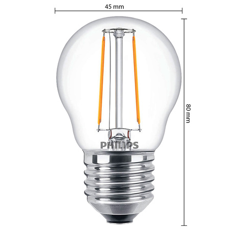 LED žárovka E27 P45 2W = 25W 250lm 2700K Teplá bílá vlákno PHILIPS