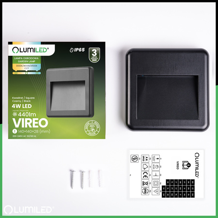 Venkovní zahradní schodišťová nástěnná lampa CCT 3000-6500K LED 4W IP65 VIREO LUMILED